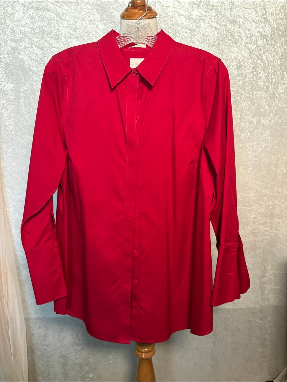 Chico's cherry Red Button-Front Ladies cotton Shirt Size 1